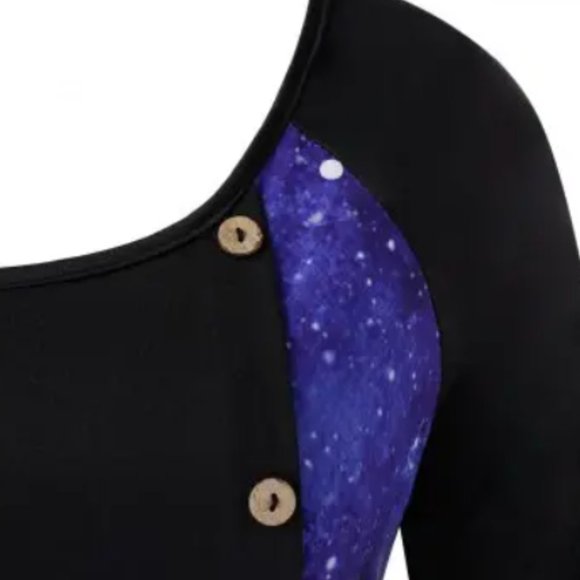 Flounce Plaid 3D Galaxy Santa Claus Print T-shirt - Picture 2 of 6